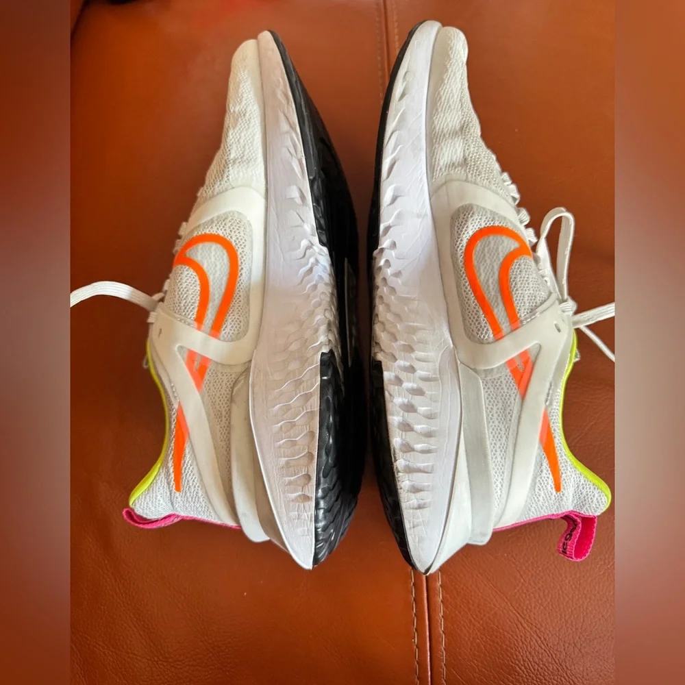 Nike White and Neon Orange Sneakers